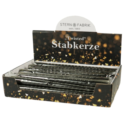 Stern Fabrik Tafelkerze Twist schwarz 2,2 x 25 cm | 36 Stück