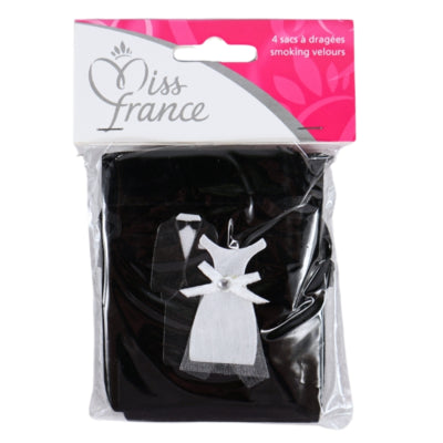 Samt-Hochzeitstaschen 10 cm 4 Stück | 24 Stück