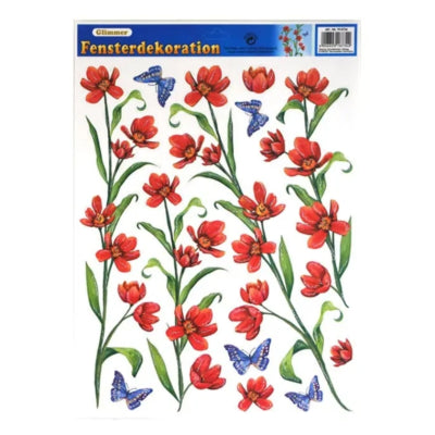 Fensteraufkleber Blumen 42 cm 4-fach sortiert | 50 Stück