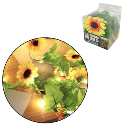 Lichterkette Sonnenblume 10 LED auf Batterie 1 m | 12 Stück