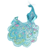 Pfau auf Clip Glitzer blau 18 cm | 12 Stück