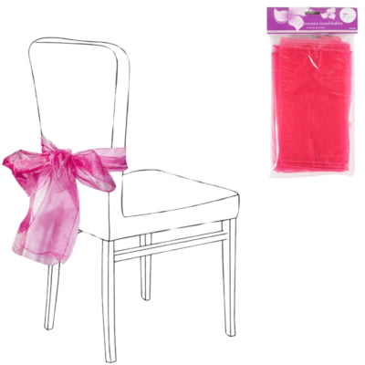 Partydeko Stuhlschleife Organza Fuchsia 2er Set | 24 Stück