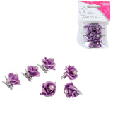 Klemme mit Blume lila 2,5 cm 6er-Set | 24 Stück