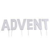 Abi-Deko Weihnachts-Buchstabenstecker Advent silberfarben 8 cm | 24 Stück
