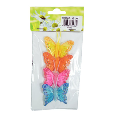 Deko Schmetterling auf Draht 6 cm 4er Set | 50 Stück