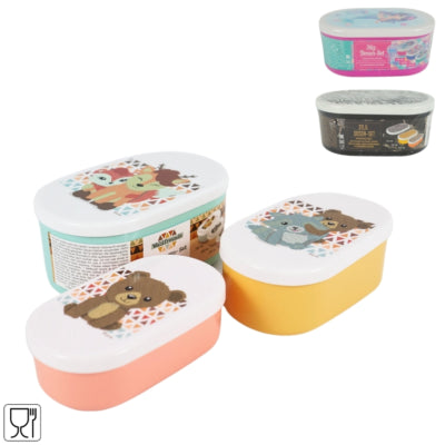 Brotdose Kinder oval 3 sortiert 3er-Set | 10 Stück