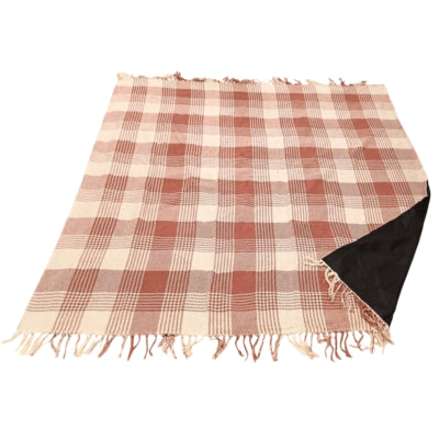 Nehmen Sie ein kariertes Polyback-Picknick-Plaid rostweiß 160 x 160 cm | 10 Stück