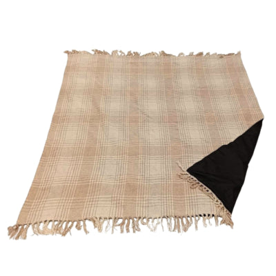 Nehmen Sie ein kariertes Polyback-Picknick-Plaid beige weiß 160 x 160 cm | 10 Stück