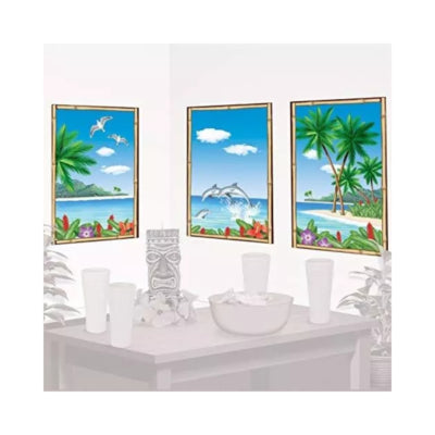 Amscan Wanddekoration Triptychon Poster tropisch 85 cm 3er Set | 24 Stück