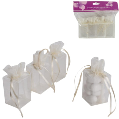 Geschenkverpackung weiß 8,5 cm 4er Set | 24 Stück