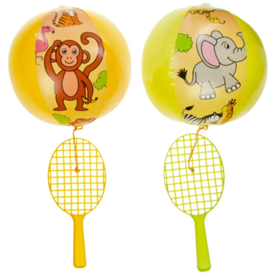 Tennisschläger mit Ball auf elastischem Safari 24 cm 2 sortiert | 12 Stück