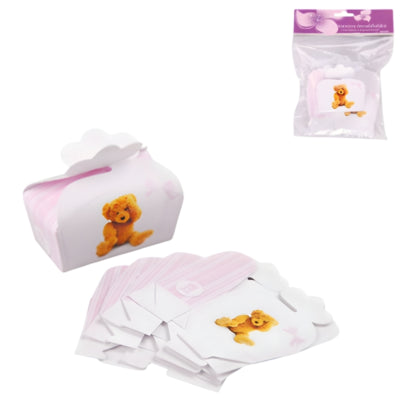 Geschenkverpackung Babyparty Teddybär rosa 5er Set | 24 Stück
