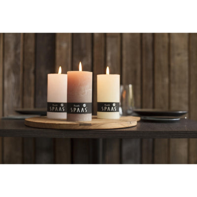 Spaas(r) Stumpenkerze rustikal olivgrün 7 x 13 cm | 8 Stück