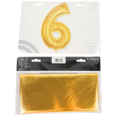 Amscan Folienballon Jumbo Zahl 6 goldfarben 137 cm | 36 Stück