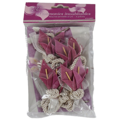 Serviettenring Seil mit Blumendekor rosa 4 Stück | 24 Stück