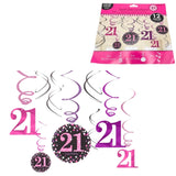 Amscan Spiralanhänger Happy Birthday 21 Jahre 61 cm 12er Set | 48 Stück