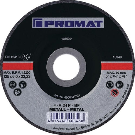 Promat tecwerk Schleifscheibe | d125xs6mm | gebogener Stahl | Loch 22,23 mm - 4000841321