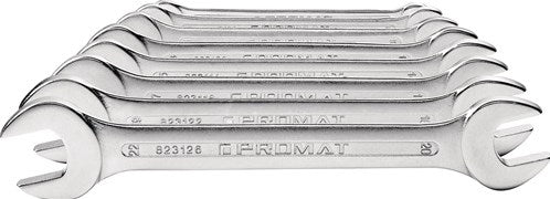 Promat tecwerk Satz Doppelmaulschlüssel | 8-teilig sw6-22 mm | Chrom-Vanadium-Stahl verchromt - 4000823200