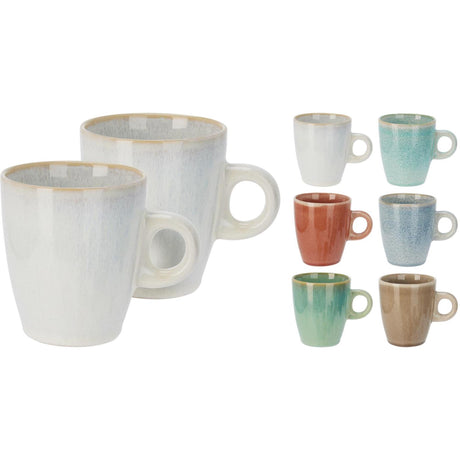 Excellent Houseware Steingutbecher 220 ml, 2er-Set, sortiert
