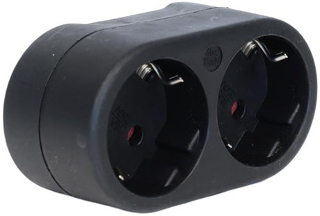Enzo Schutzkontaktstecker-Adapter 2-fach horizontal schwarz – 6175912