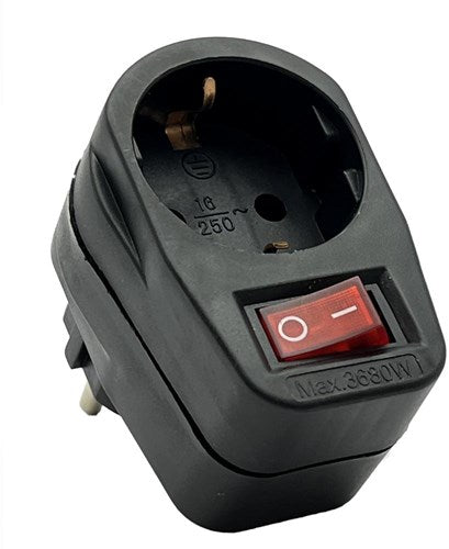 Enzo randaarde stekkeradapter met schakelaar zwart - 6140891