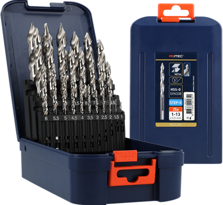 Rotec Spiralbohrer-Set | 104 - Schritt-x | Di 338 | 25 Stück | ø1-13 ABS - 900.0071