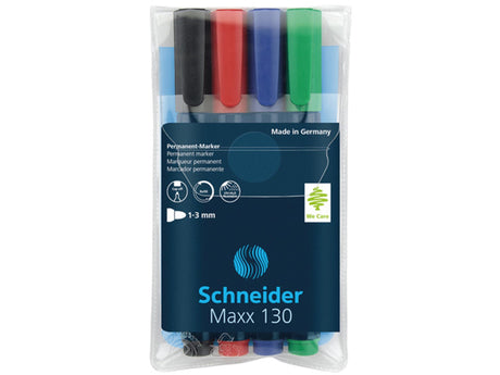 Schneider Maxx 130 Permanentmarker, runde Spitze, 1–3 mm, Karton mit 4 Stück