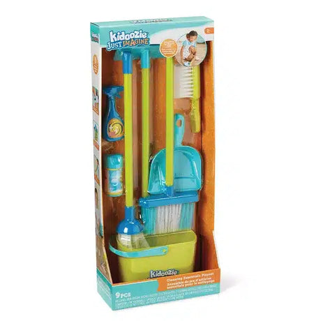 Reinigungsmittel-Spielset, Besen, Mopp, Staubwedel, Kehrschaufel, Eimer,
