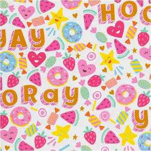 Creativ Company Geschenkpapier, Süßigkeiten, Obst und Donuts, B: 50 cm, 80 g, 5 m 1 Rolle