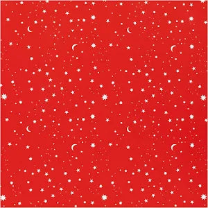 Creativ Company Geschenkpapier, Sterne und Monde, B: 50 cm, 80 gr, dunkelrot, 5 m 1 Rolle