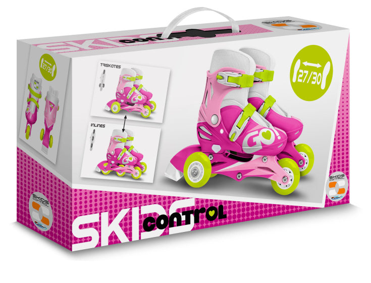 Skids Control Inline Skates Verstellbare rosa weiße Größe 27-30