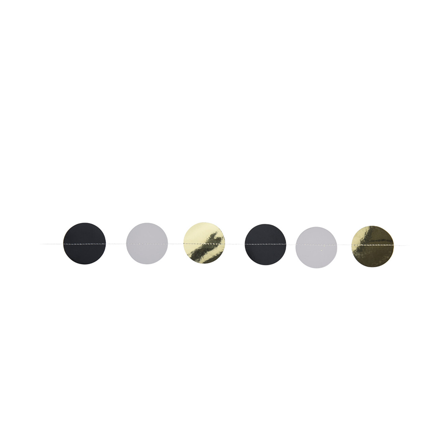 Slinger confetti zwart wit goud 200cm 2 stuks
