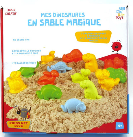 Playgo Indoor-Spielsand mit 10 Dinosaurierformen.