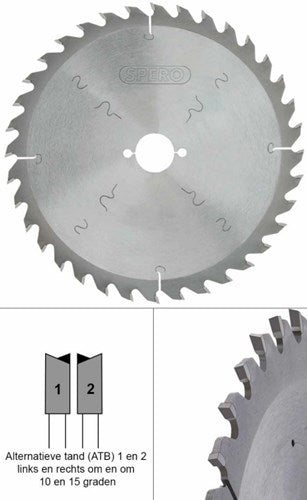 Spero 250mm hout tct zaagblad 36 tands - asgat 30mm - spw-250-36-30