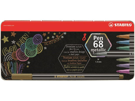 Stabilo Filzstift 68 Metallic, Dose mit 8 Stück