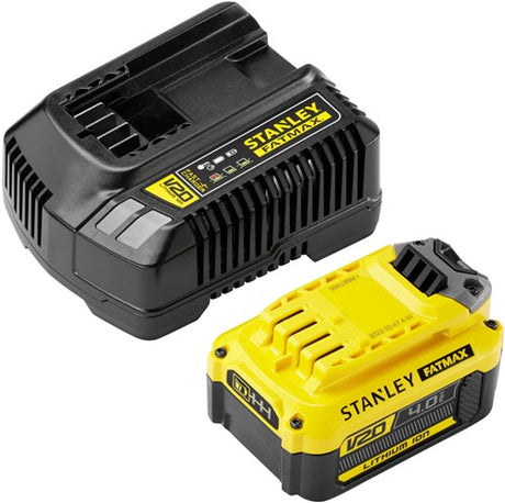 Stanley Fatmax V20 18-V-Starterkit-Ladegerät (gelb schwarz, Ladegerät (2 A) und Akku (4,0 Ah) im Lieferumfang enthalten)