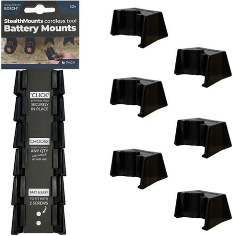 Stealthmounts bm-bo108-blk-6 Batteriehalter für Bosch 10,8 12 V | schwarz | 6er-Pack – bm-bo108-blk-6
