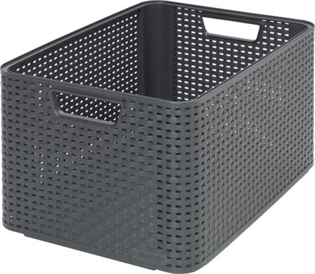 Curver Style Korb l Rattan Style Anthrazit (LxBxH 44x32x23cm)