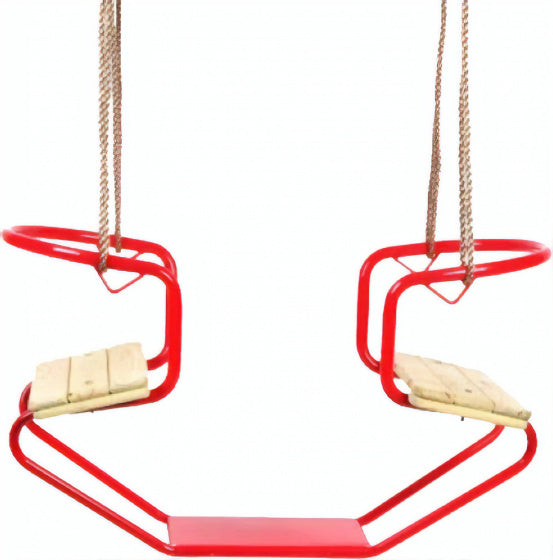 Schwingendes Duo Swing 92 x 44 x 53 cm Stahlholz Rot natürlich