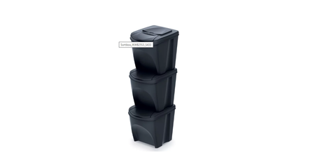 Prosperplast Mülltrennbehälter - 3x - grau - Kunststoff - 35 l