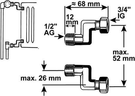Cornats Anschluss für Heizkörper 1 2x3 4 - t591517