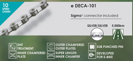 Buzaglo Taya-Kette Deca-101 1 2x5 64x136 E-Bike, 10 Gänge, Silber