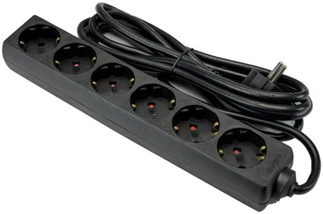 Enzo tcd ra 6-voudig 5m snoer zwart - 6672632