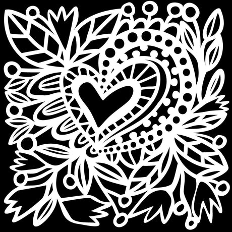 Die Werkstatt des Handwerkers • Schablone botanisches Herz 30,5 x 30,5 cm
