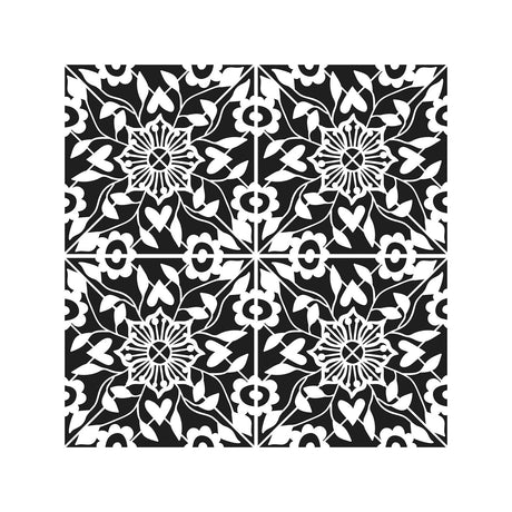 Die Werkstatt des Handwerkers • Schablonen-Schnörkelfliese 30,5 x 30,5 cm
