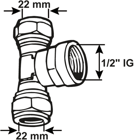 Cornat Kompressionskupplung MS T-Stück 22x1 2x22mm - tec583696