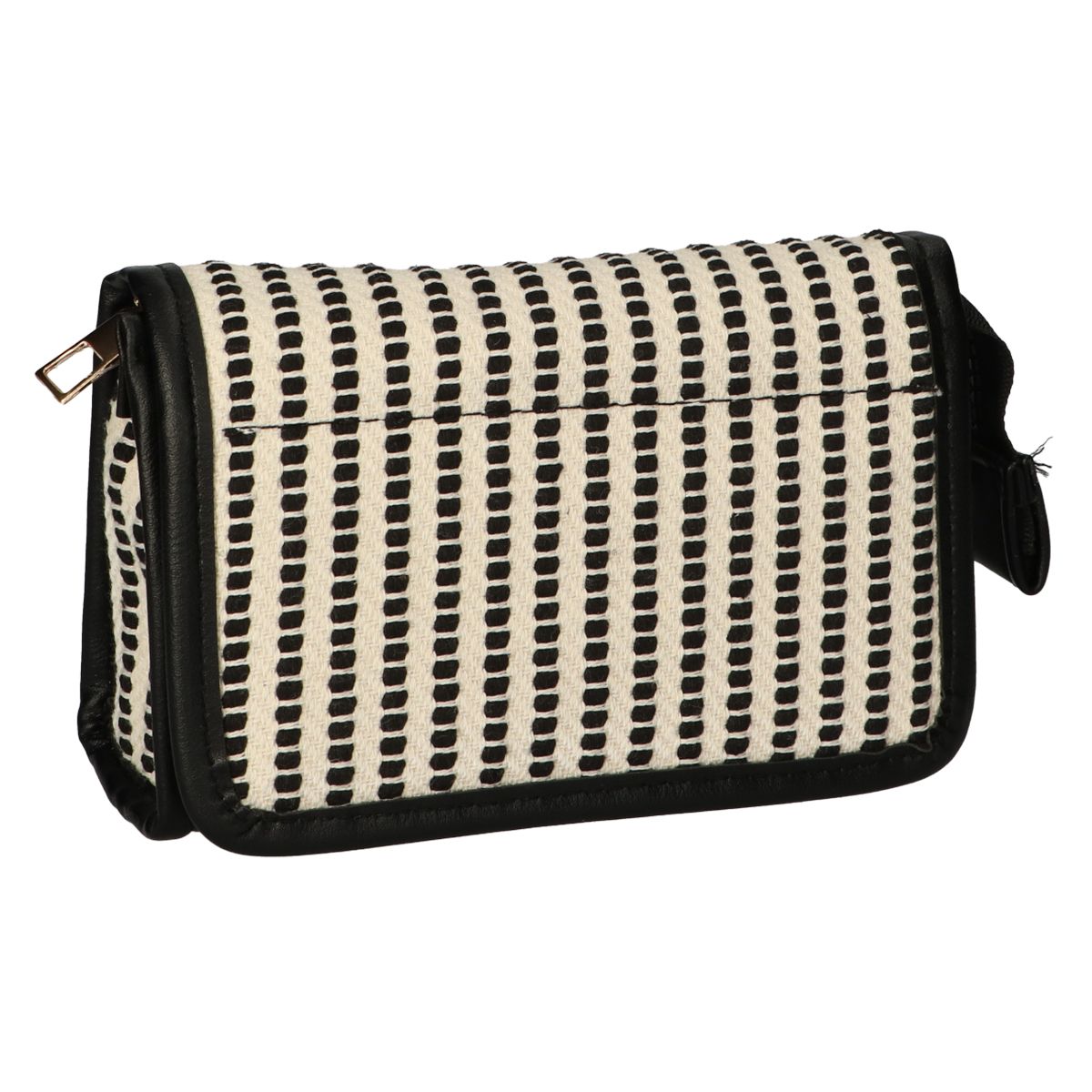 Traveller Spiegeltasche Streifen Schwarz Creme 16,5x11cm