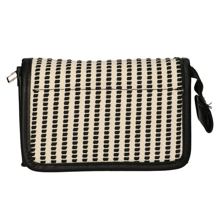 Traveller Spiegeltasche Streifen Schwarz Creme 16,5x11cm