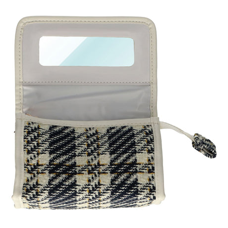 Reisespiegeltasche mit Tweed-Karomuster, 16,5 x 11 cm