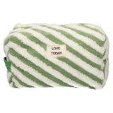 Traveller toilettas badstof stripe groen 23cm x 13cm
